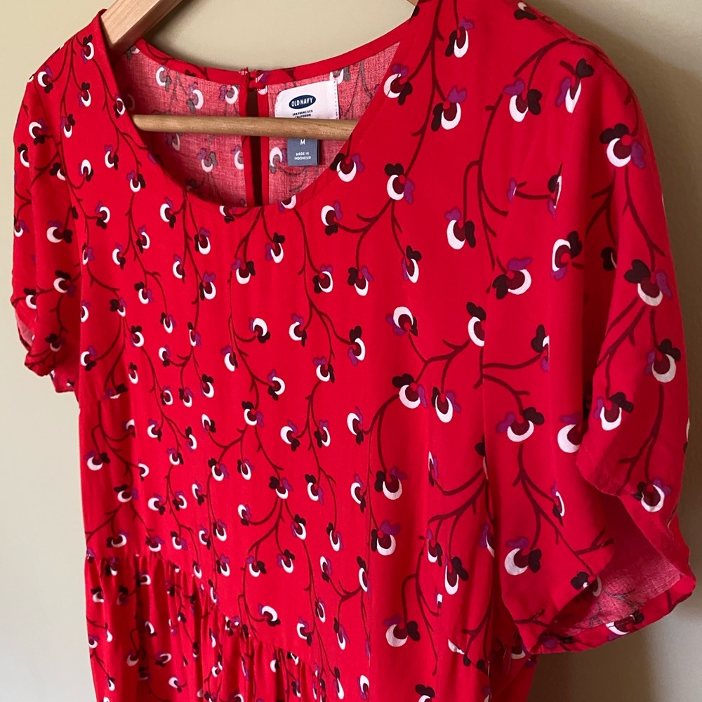 OLD NAVY Red Floral Print Dress